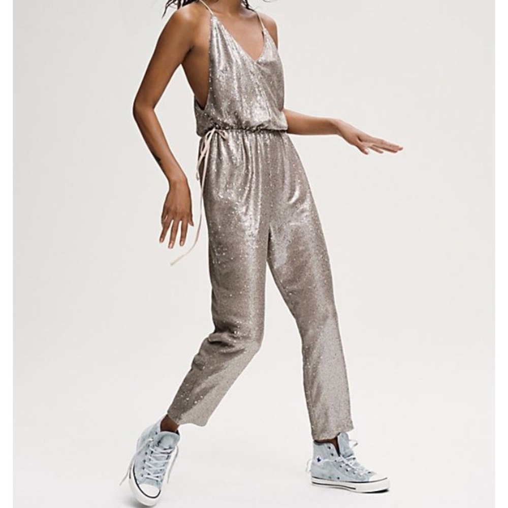 Gold sequin free people jumpsuit/romper